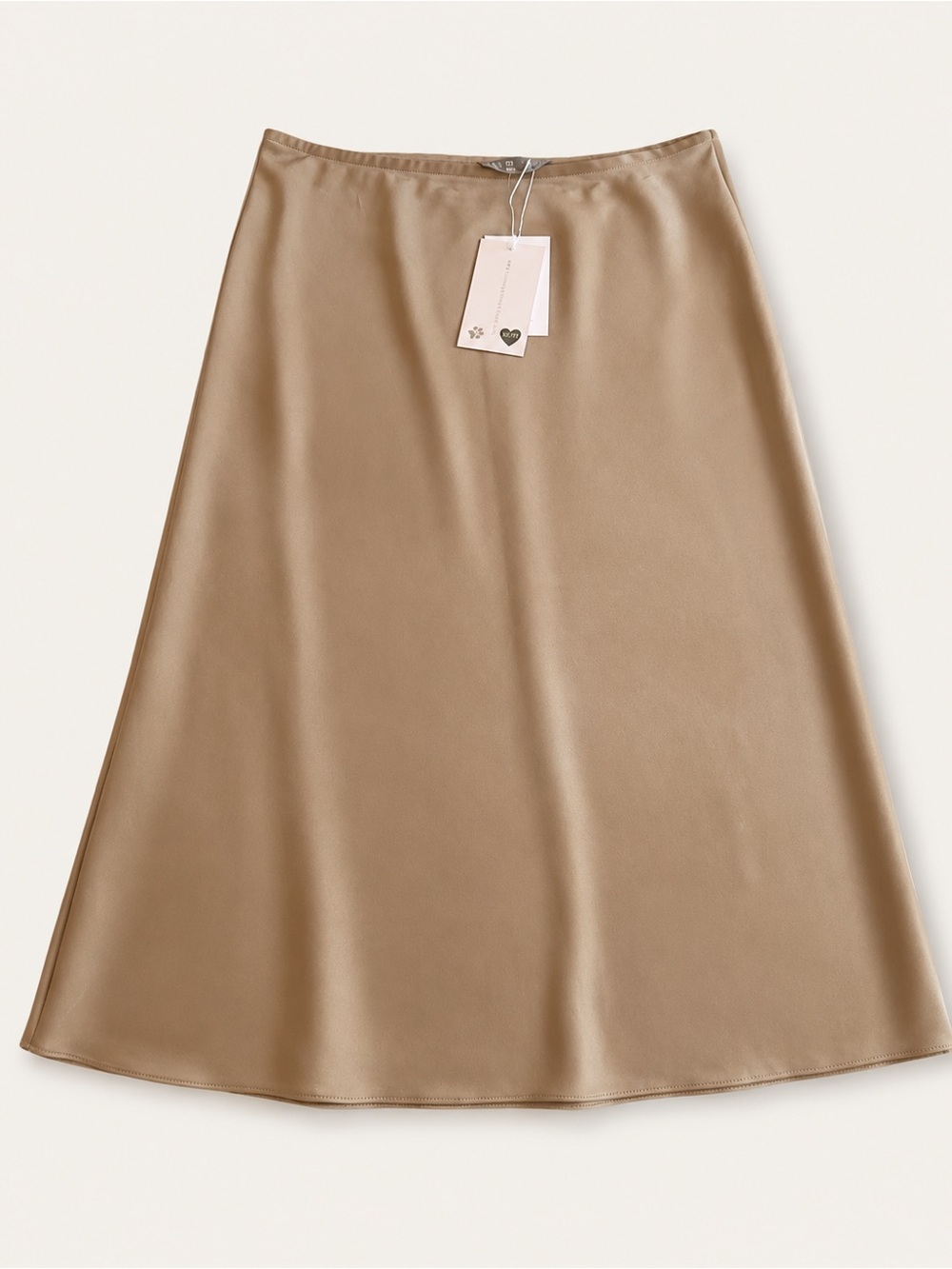 Silky A-Line Midi Skirt in Camel